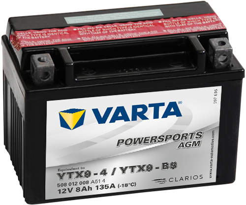 VARTA® Powersports AGM batteries are maintenance-free and don’t need any topping up. They’re dry-charged batteries with an acid pack.