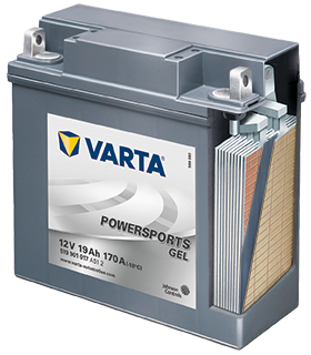 Un'inquadratura dettagliata di una batteria gel VARTA®